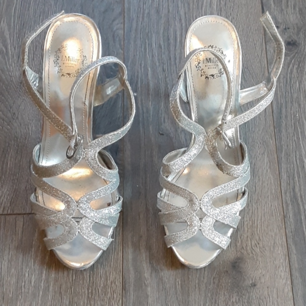 Silver I. Miller size 6 heels.